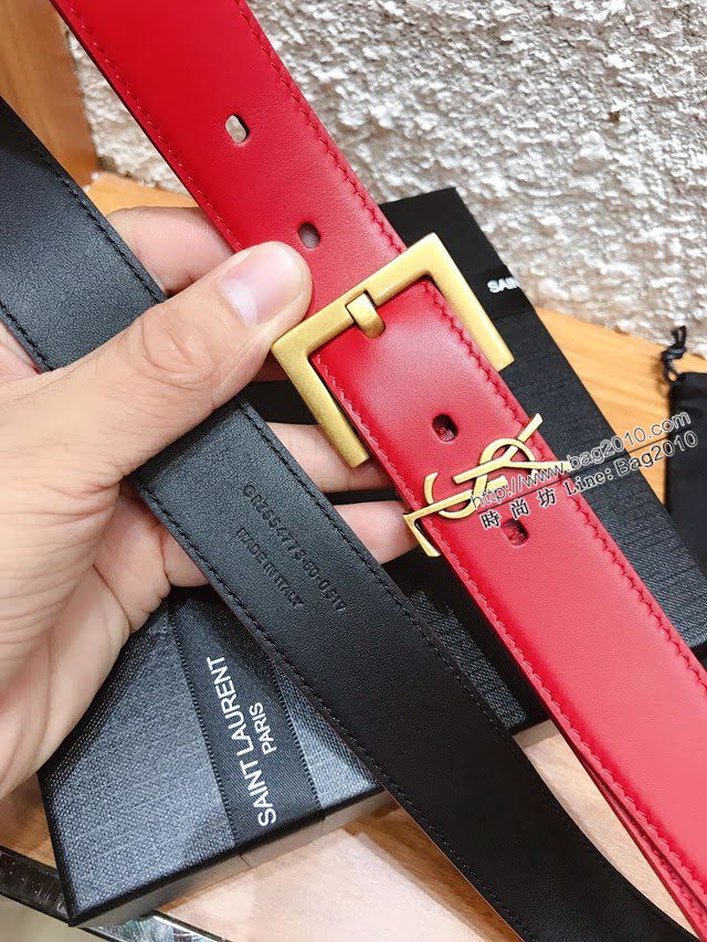 Saint Laurent女士皮帶 聖羅蘭2020新款YSL古金原版開模金扣腰帶  jjp1247